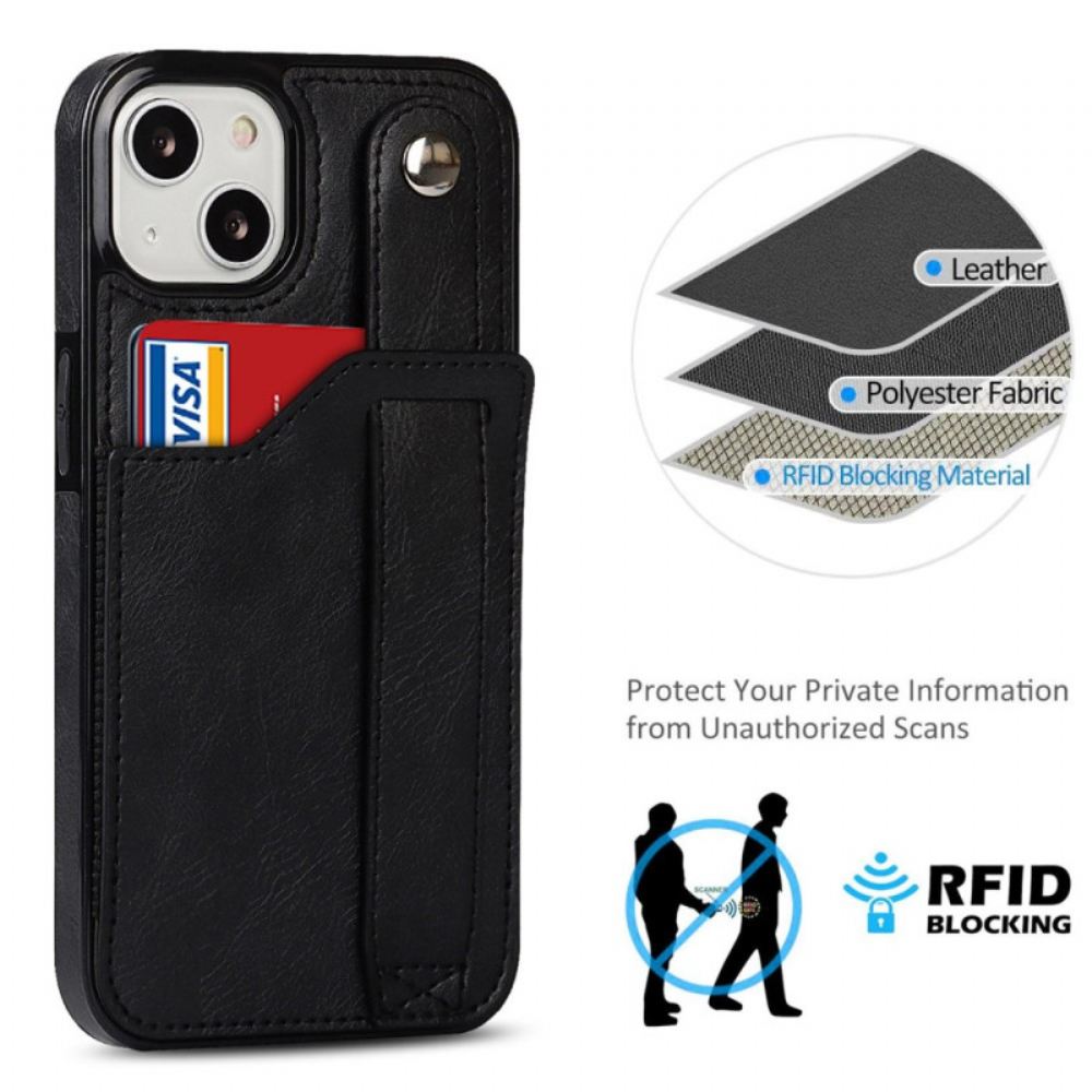 Kryt Na iPhone 14 Držák Rfid Karty S Popruhem
