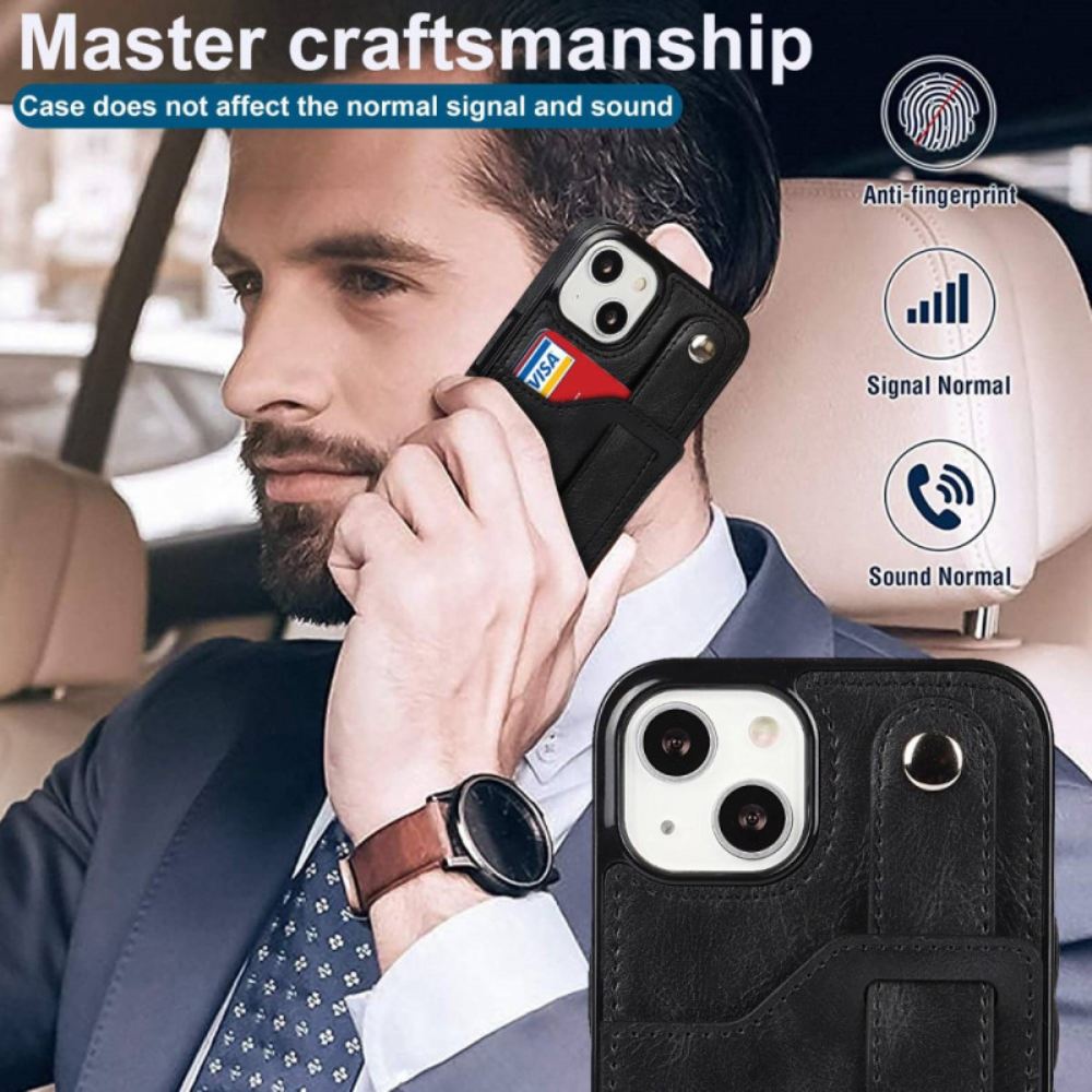 Kryt Na iPhone 14 Držák Rfid Karty S Popruhem