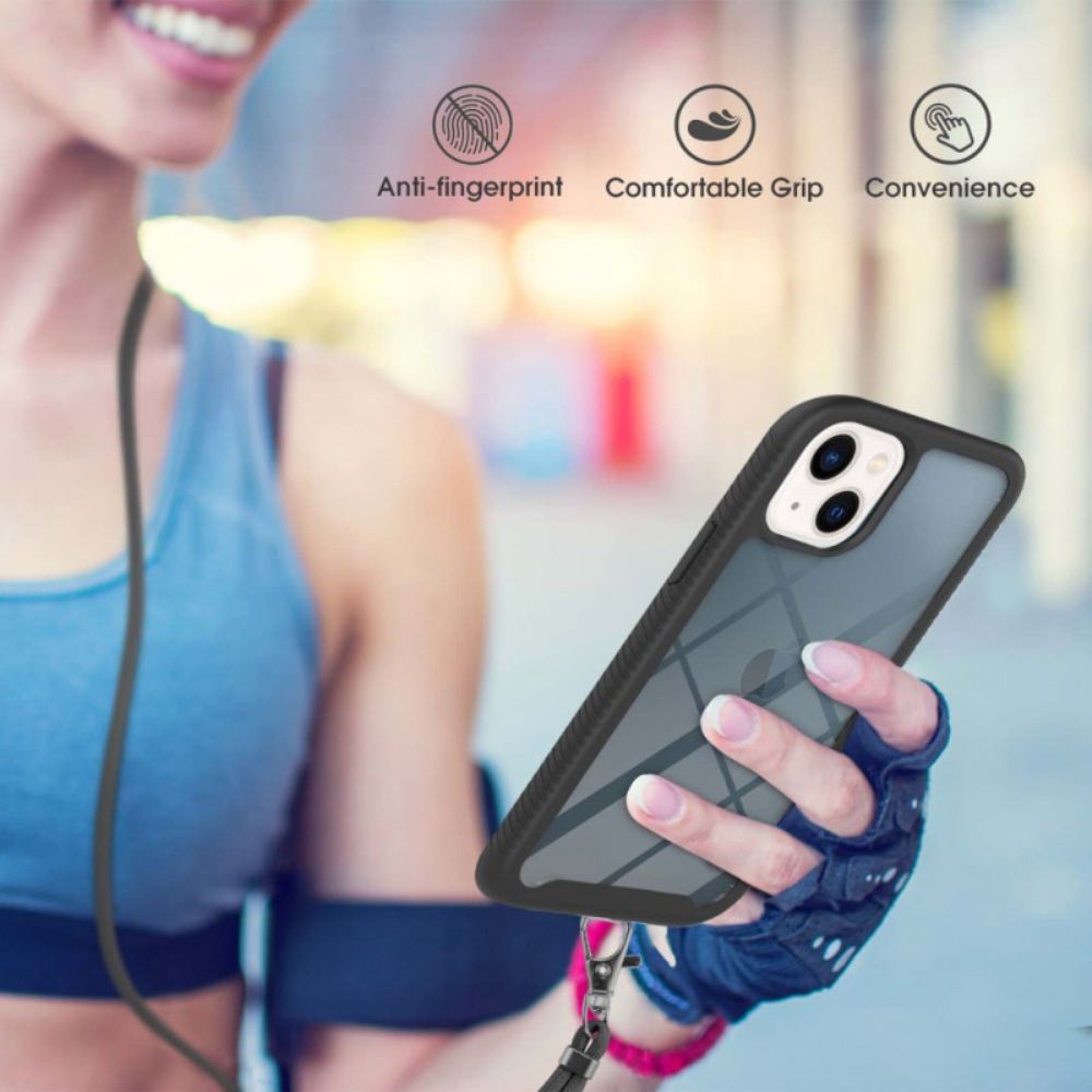 Kryt Na iPhone 14 Hybrid S Kabelem A Barevným Obrysem