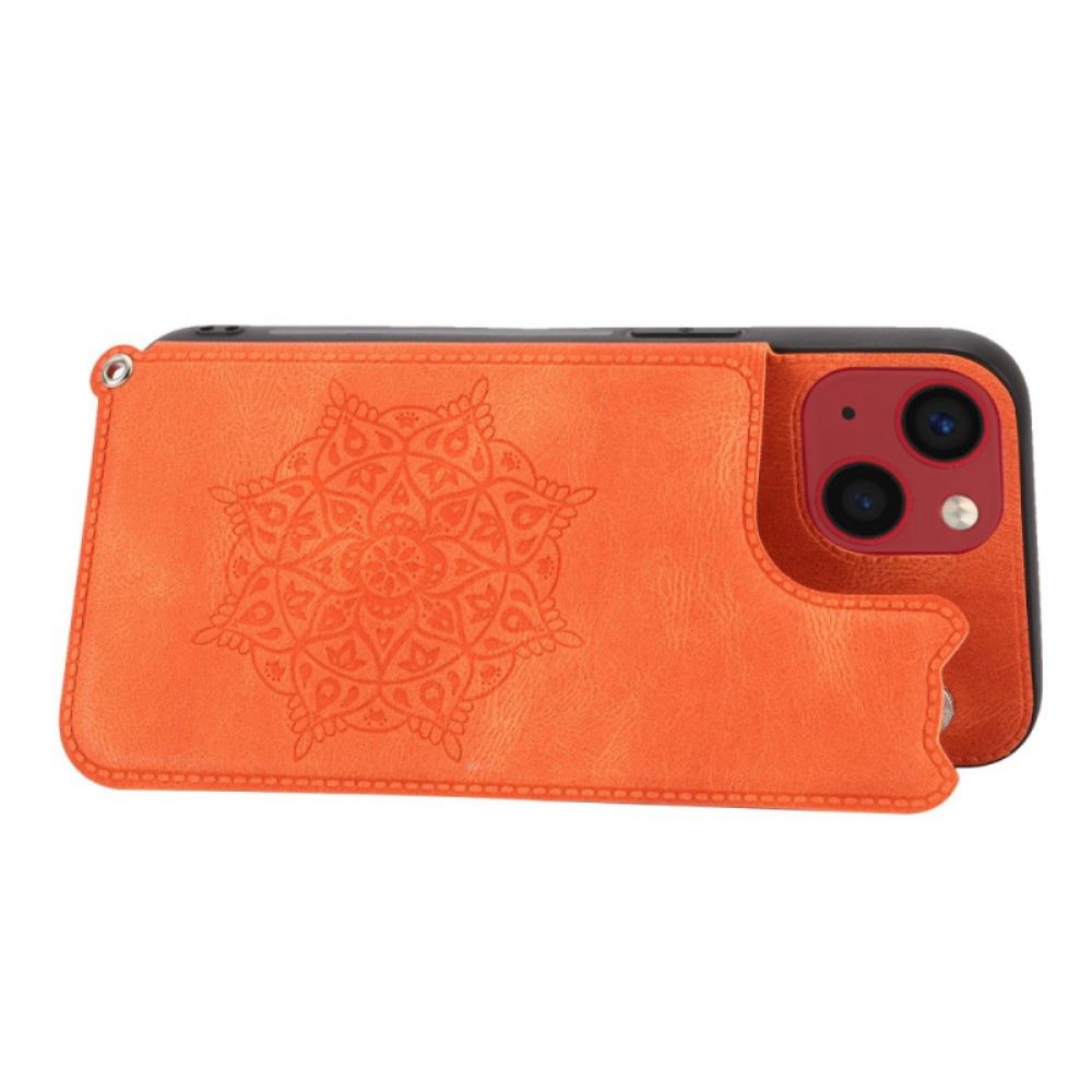 Kryt Na iPhone 14 Na Lana Držák Karet S Páskem Mandala