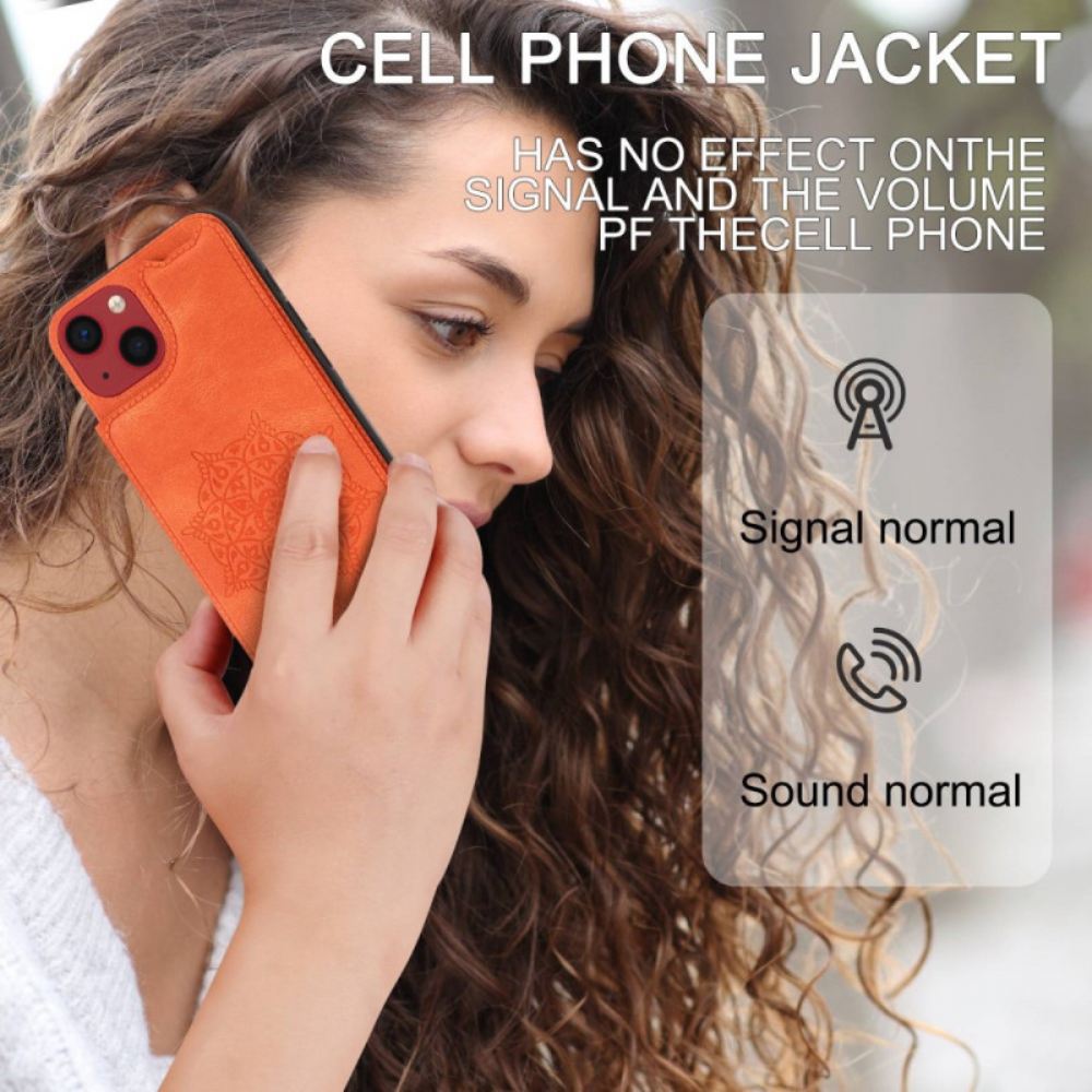 Kryt Na iPhone 14 Na Lana Držák Karet S Páskem Mandala