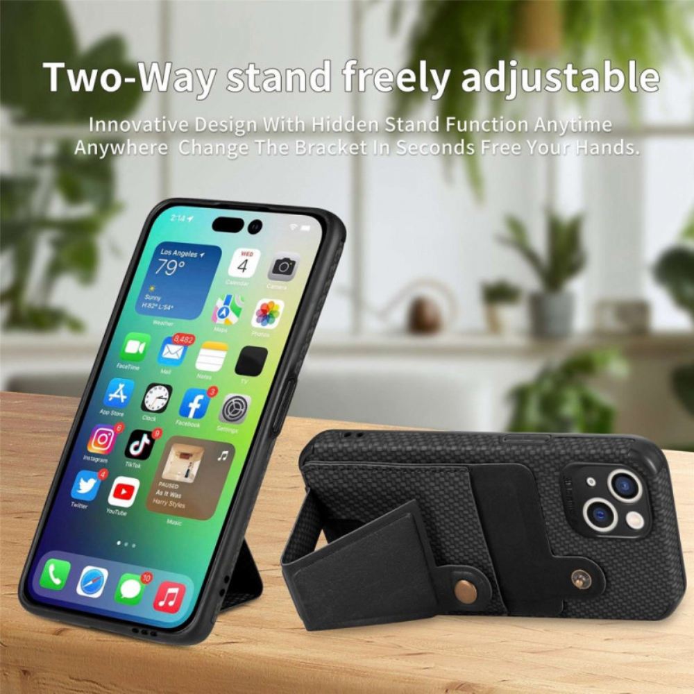 Kryt Na iPhone 14 Podpora Držáku Karbonových Karet