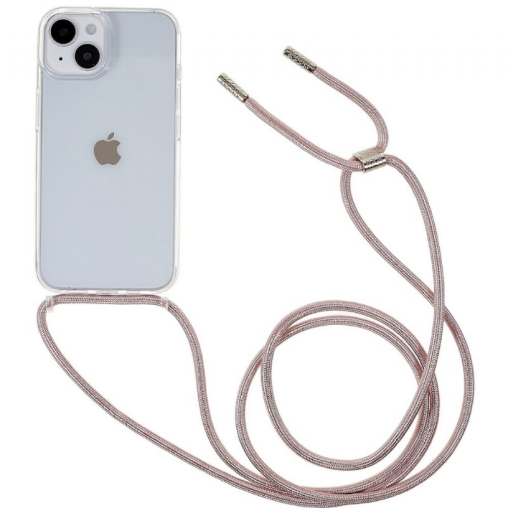 Kryt Na iPhone 14 Transparentní S Barevným Kabelem