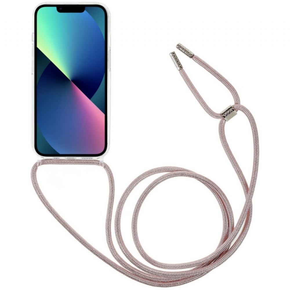 Kryt Na iPhone 14 Transparentní S Barevným Kabelem