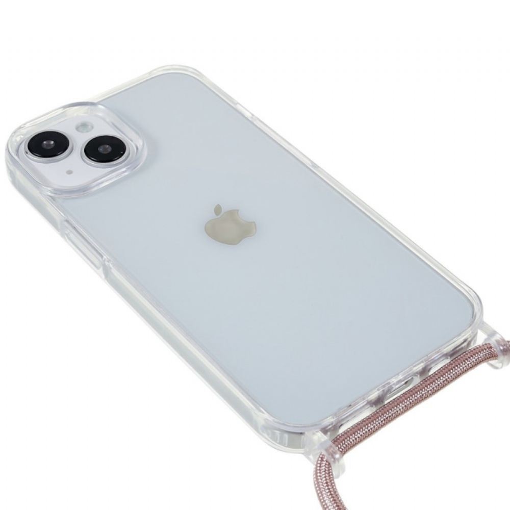 Kryt Na iPhone 14 Transparentní S Barevným Kabelem