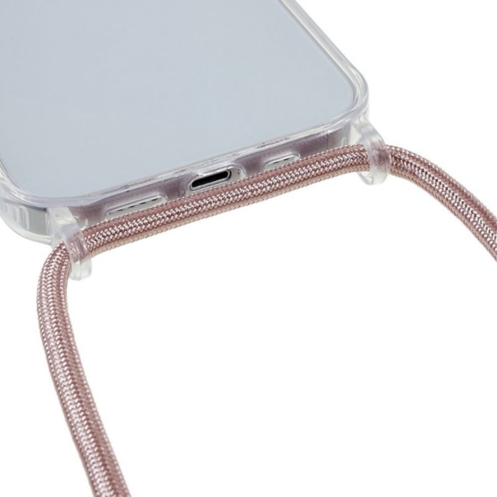 Kryt Na iPhone 14 Transparentní S Barevným Kabelem