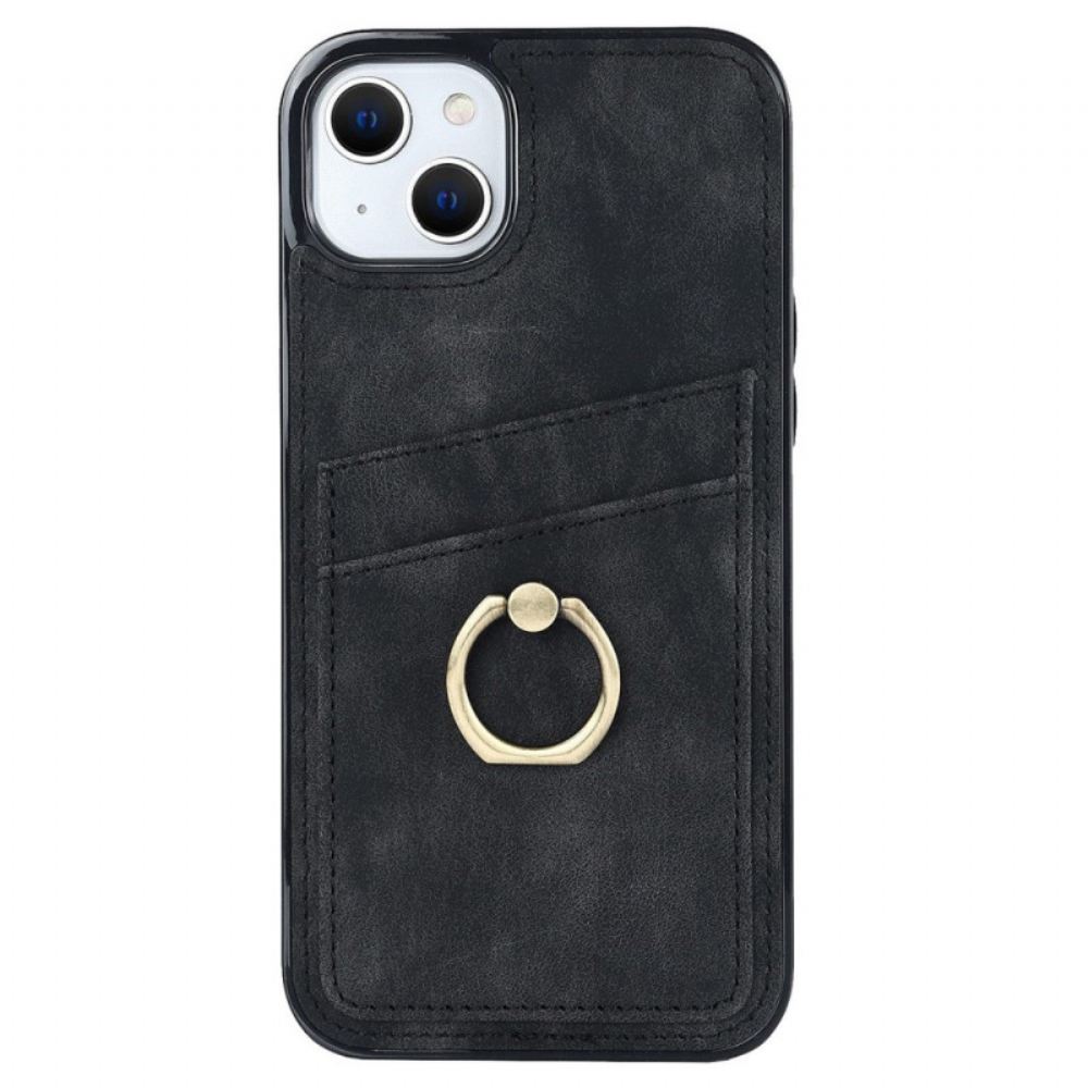 Kryt Na iPhone 14 Vintage Držák Prstenu A Držitel Karty