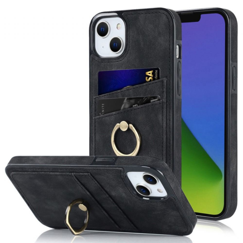 Kryt Na iPhone 14 Vintage Držák Prstenu A Držitel Karty