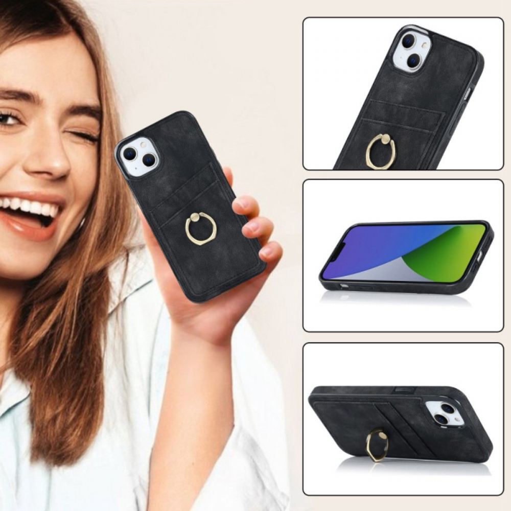 Kryt Na iPhone 14 Vintage Držák Prstenu A Držitel Karty