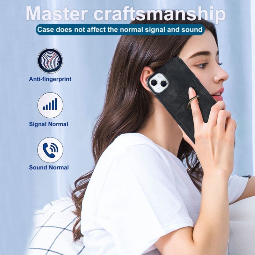 Kryt Na iPhone 14 Vintage Držák Prstenu A Držitel Karty