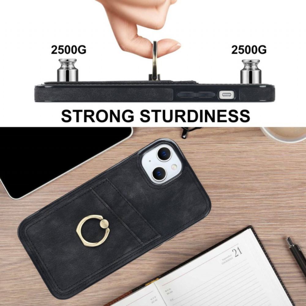 Kryt Na iPhone 14 Vintage Držák Prstenu A Držitel Karty