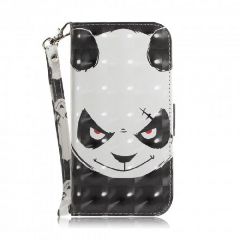 Flipové Pouzdro Na Samsung Galaxy A32 5G Na Lana Rozzlobená Panda S Popruhem
