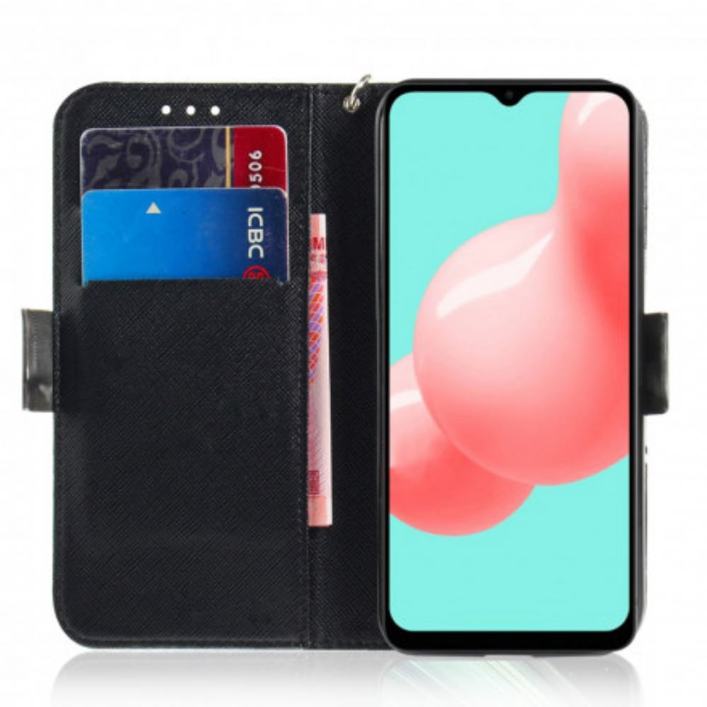 Flipové Pouzdro Na Samsung Galaxy A32 5G Na Lana Safari Zvířata V Lanyardu