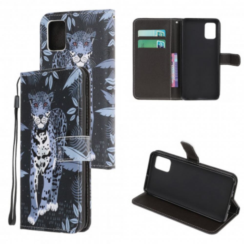 Flipové Pouzdro Na Samsung Galaxy A32 5G Na Lana Strappy Leopard