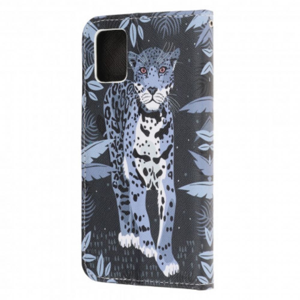 Flipové Pouzdro Na Samsung Galaxy A32 5G Na Lana Strappy Leopard