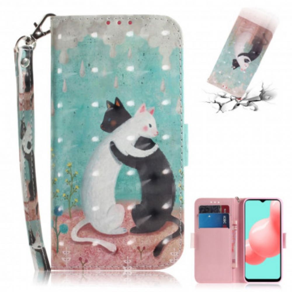 Flipové Pouzdro Na Samsung Galaxy A32 5G Na Lana Tanga Cat Friends