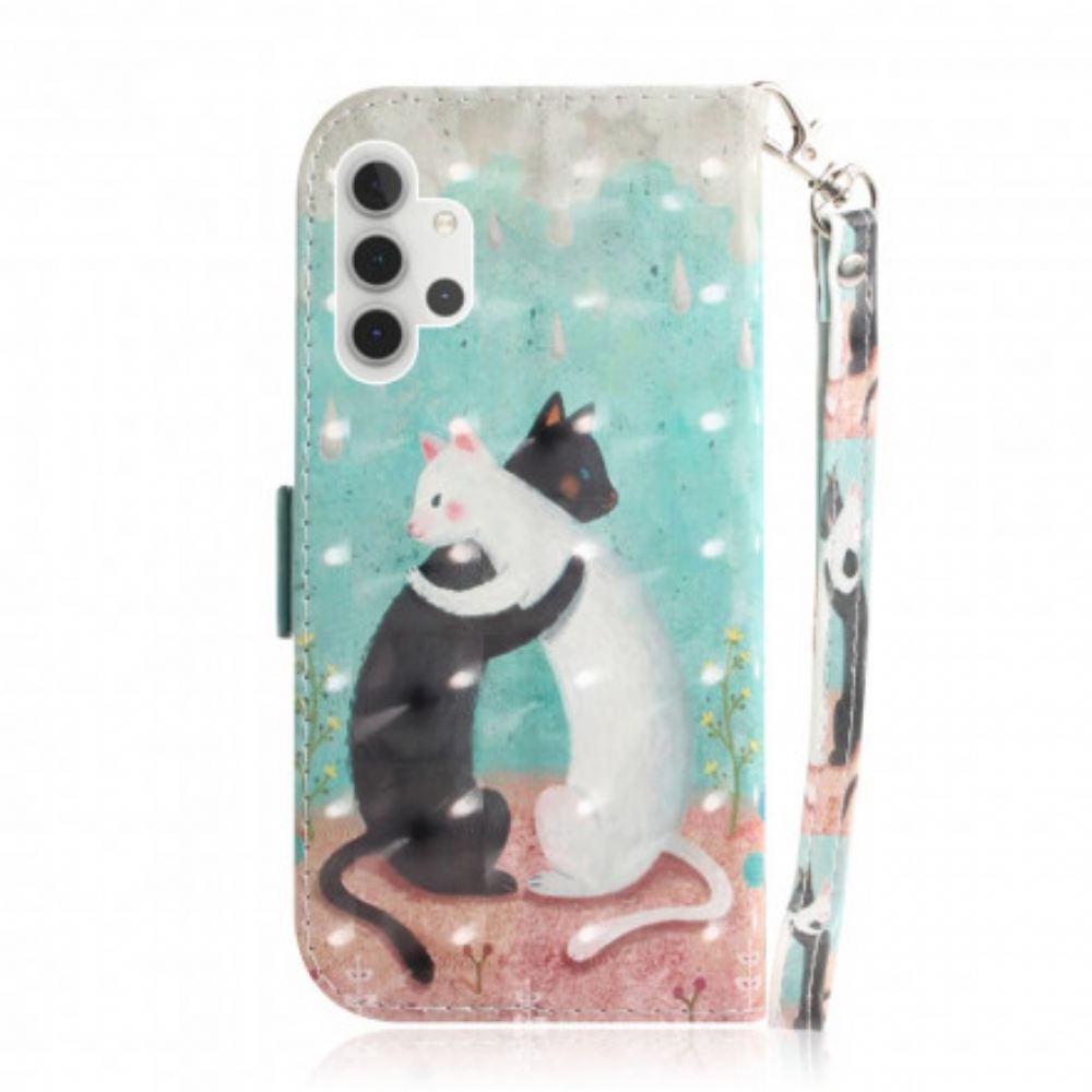 Flipové Pouzdro Na Samsung Galaxy A32 5G Na Lana Tanga Cat Friends
