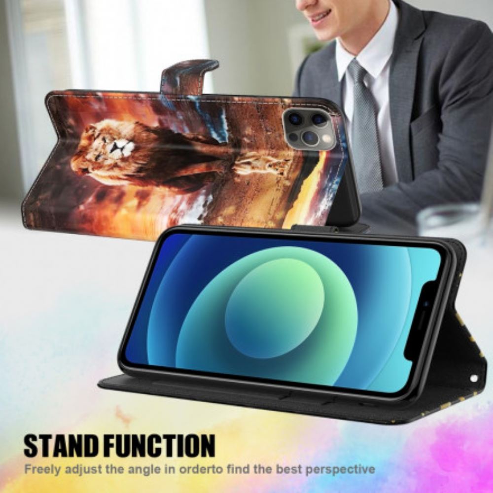 Flipové Pouzdro Na Samsung Galaxy A32 5G Lehký Bodový Lev Se Šňůrkou