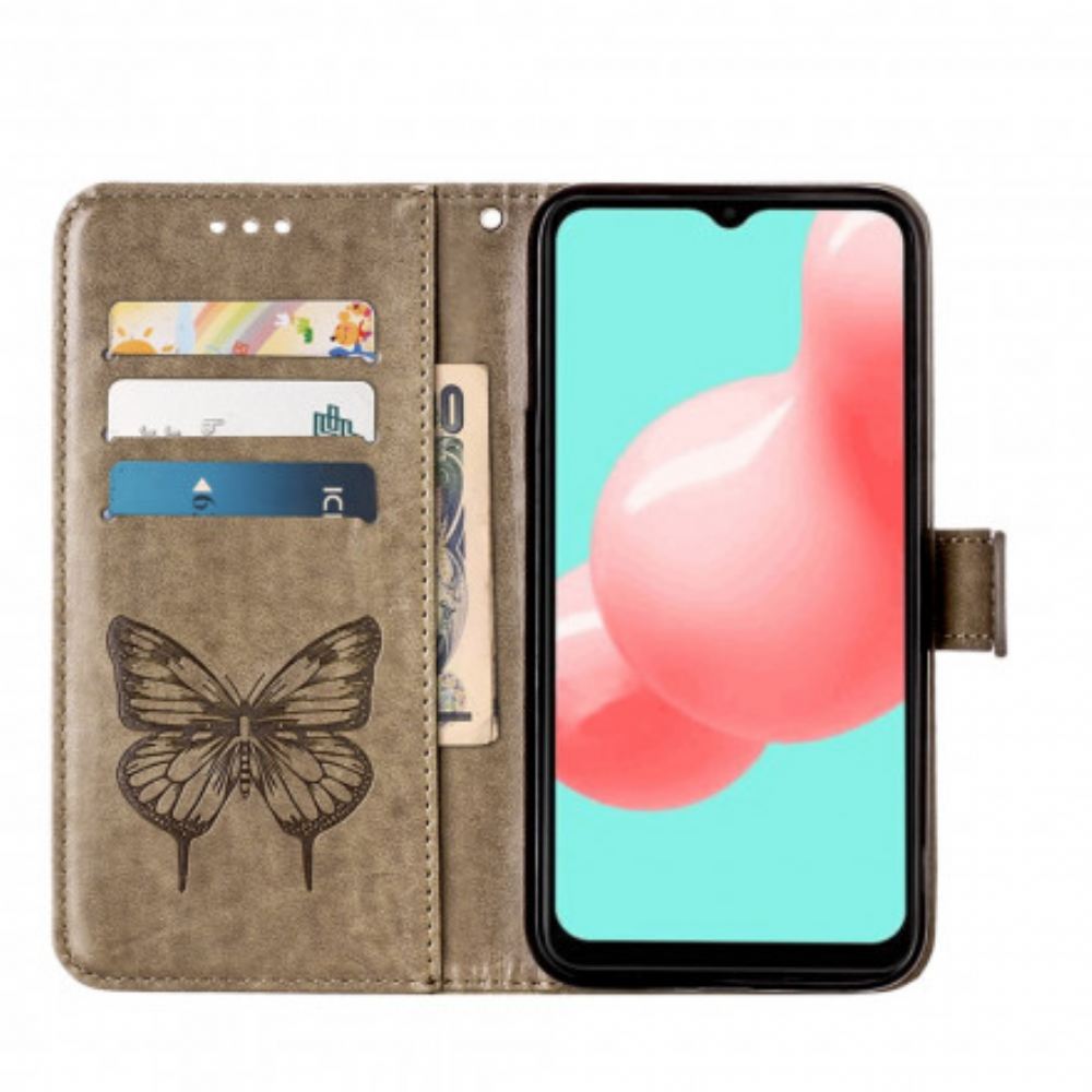 Flipové Pouzdro Na Samsung Galaxy A32 5G Motýlí Design Se Šňůrkou