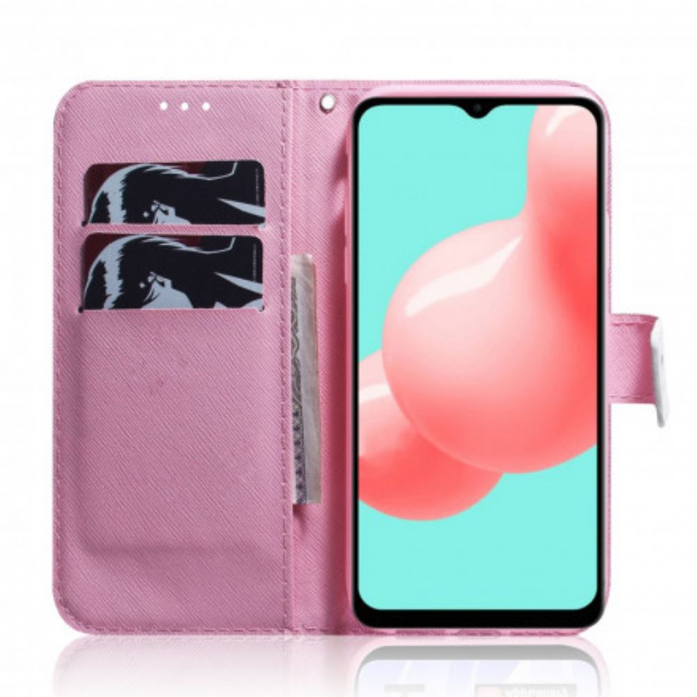 Flipové Pouzdro Na Samsung Galaxy A32 5G Zaprášený Růžový Květ