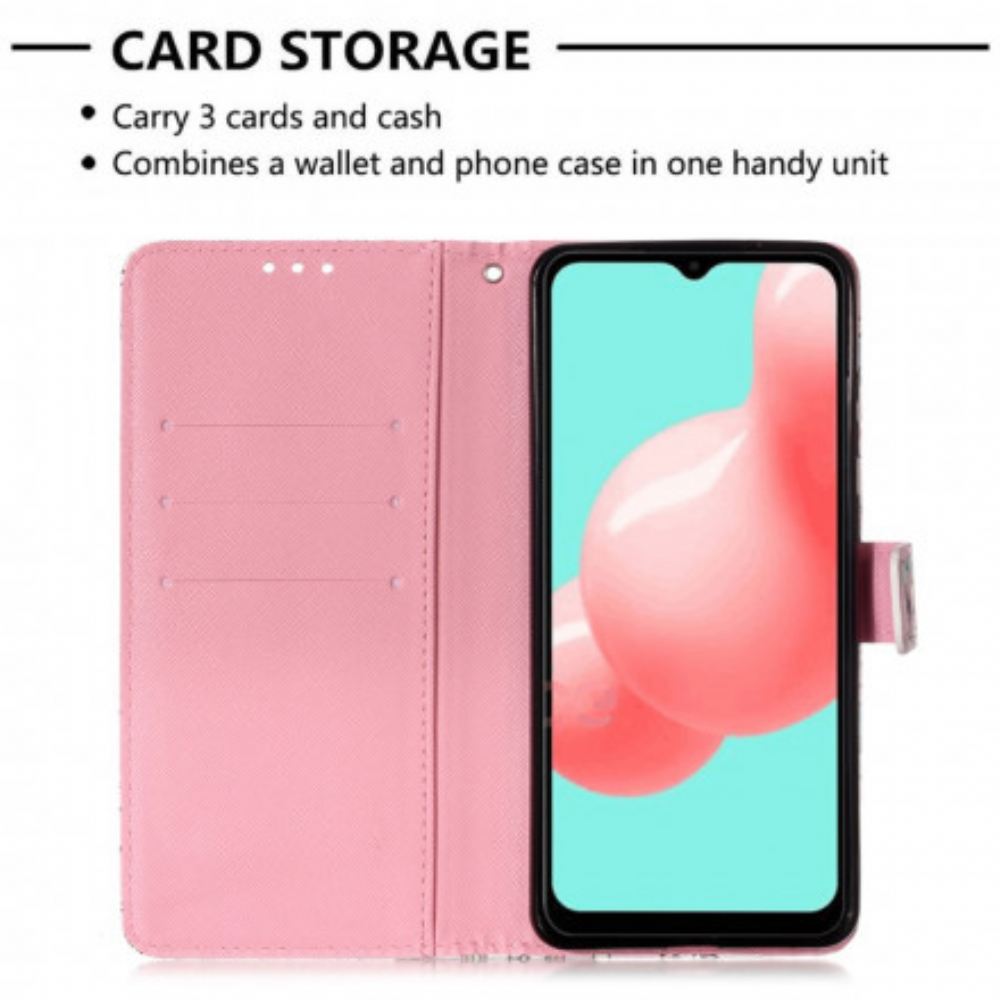 Kožené Pouzdro Na Samsung Galaxy A32 5G Červení Motýli
