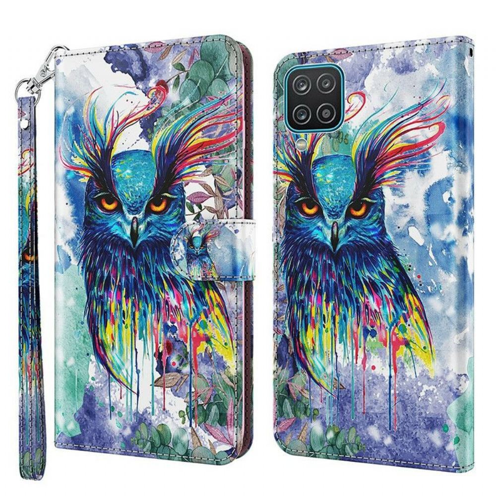 Flipové Pouzdro Na Samsung Galaxy M12 / A12 Akvarel Pták