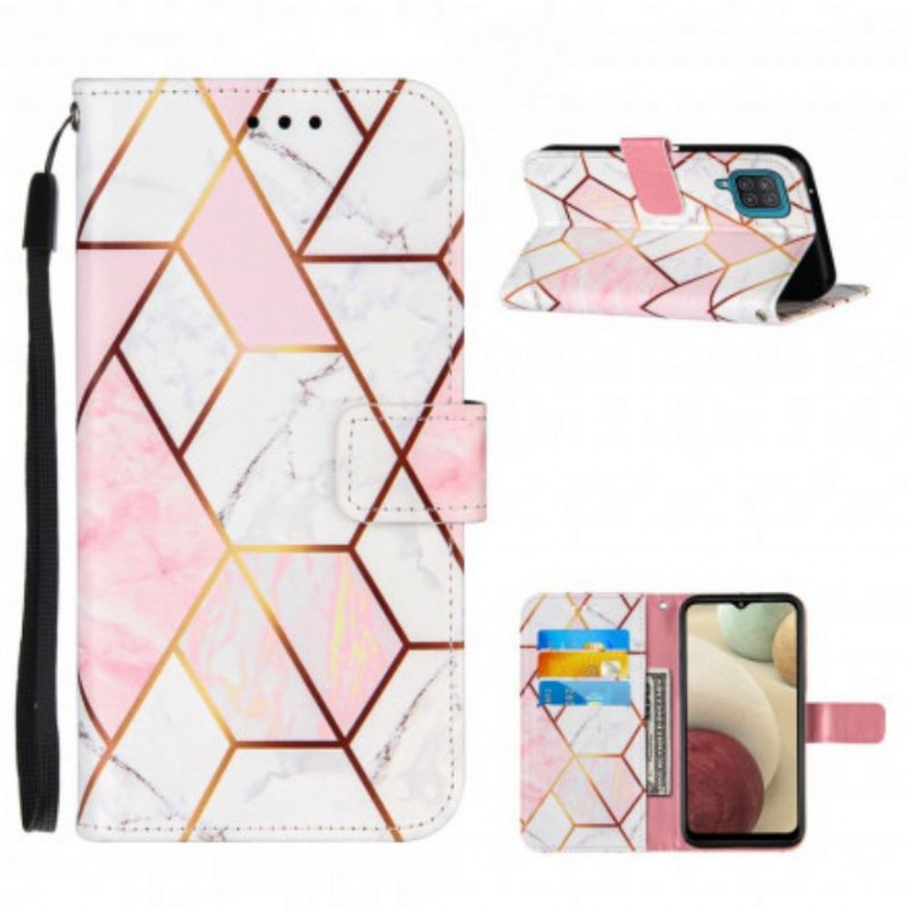 Flipové Pouzdro Na Samsung Galaxy M12 / A12 Geometrický Mramor
