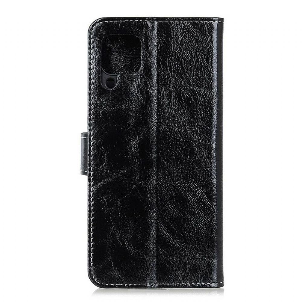Flipové Pouzdro Na Samsung Galaxy M12 / A12 Lesklé A Odhalené Švy