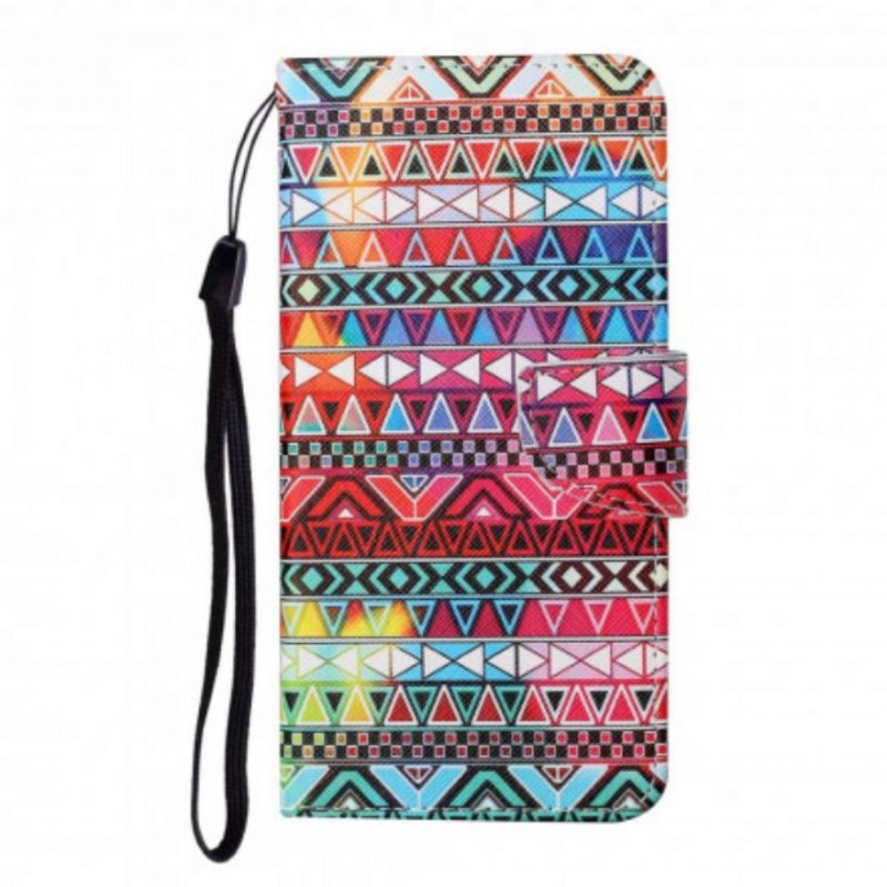 Kožené Pouzdro Na Samsung Galaxy M12 / A12 Patchwork S Lanyardem
