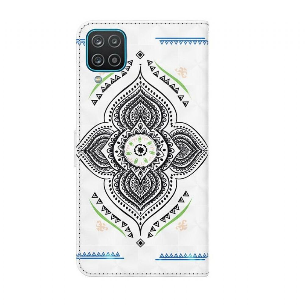 Kožené Pouzdro Na Samsung Galaxy M12 / A12 Světelné Skvrny Mandaly Se Šňůrkou