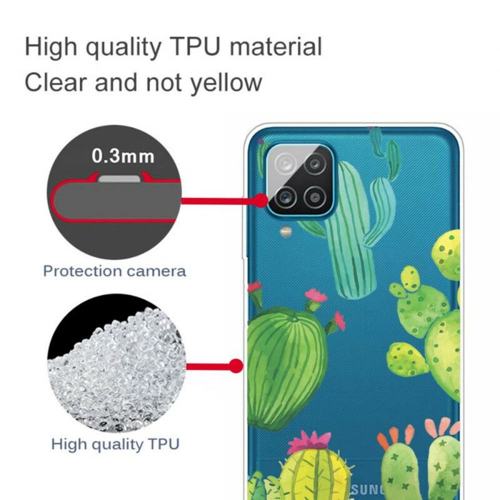 Kryt Na Samsung Galaxy M12 / A12 Akvarelové Kaktusy
