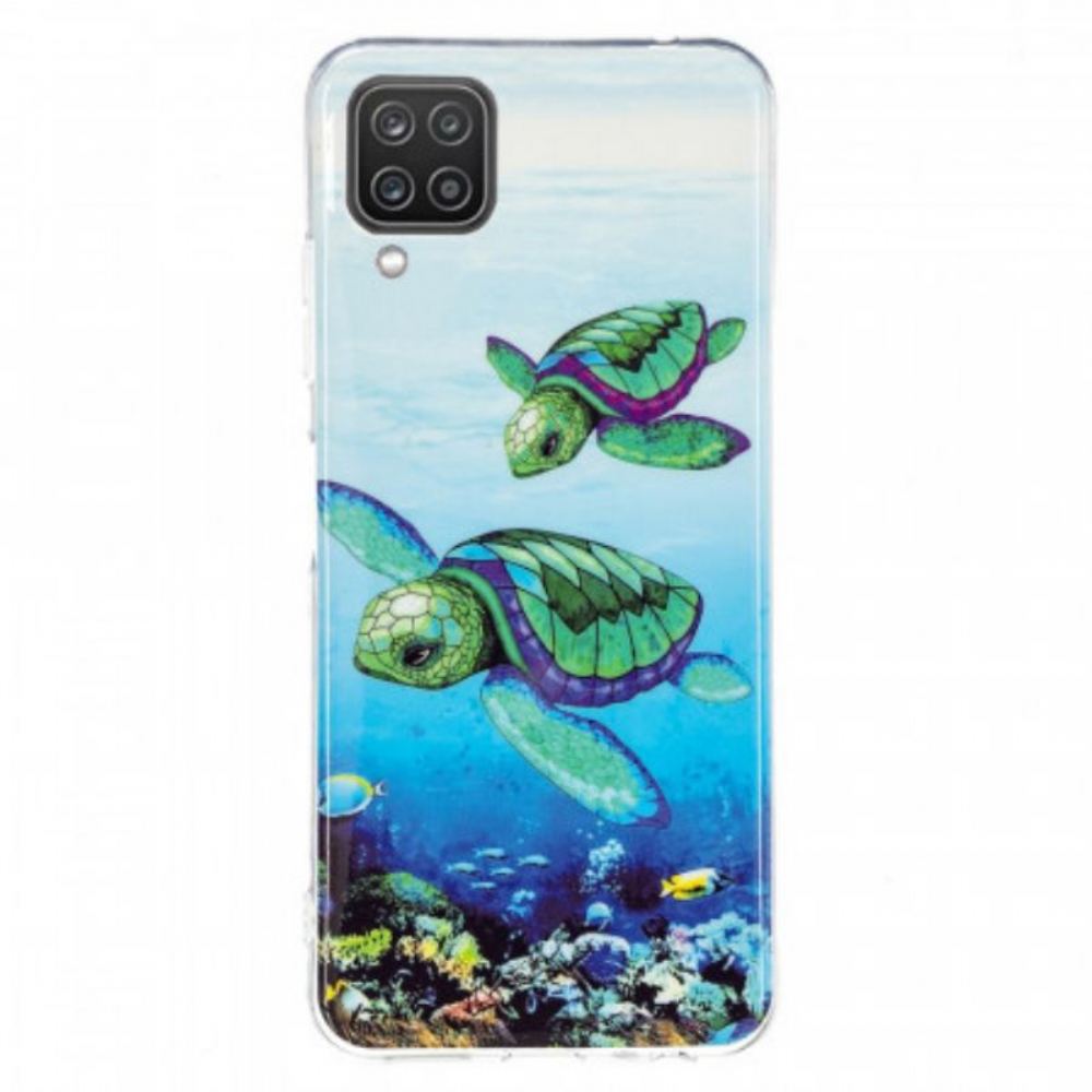 Kryty Na Mobil Na Samsung Galaxy M12 / A12 Fluorescenční Želvy