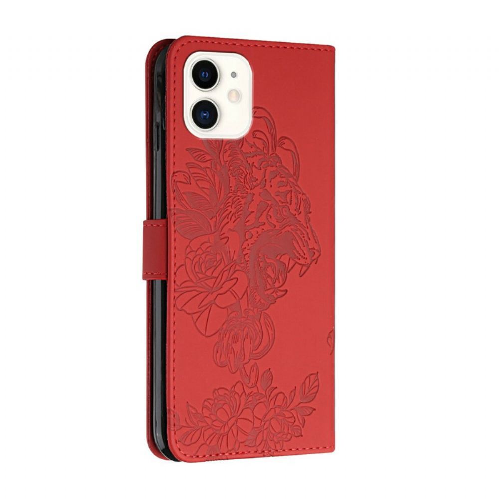Flipové Pouzdro Na iPhone 12 / 12 Pro Na Lana Barokní Tygří Popruh