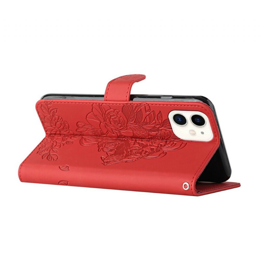 Flipové Pouzdro Na iPhone 12 / 12 Pro Na Lana Barokní Tygří Popruh