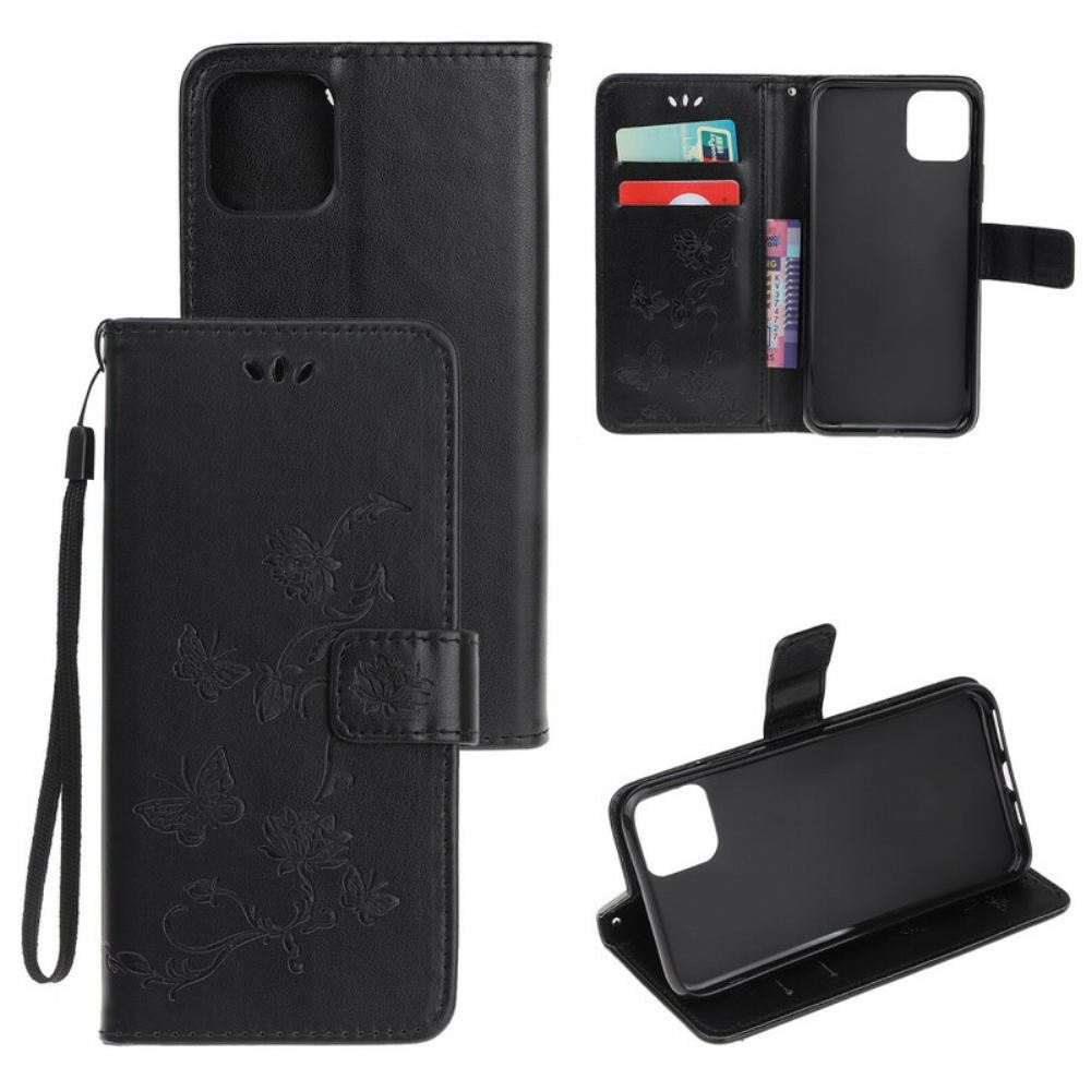 Flipové Pouzdro Na iPhone 12 / 12 Pro Na Lana Květinový Popruh