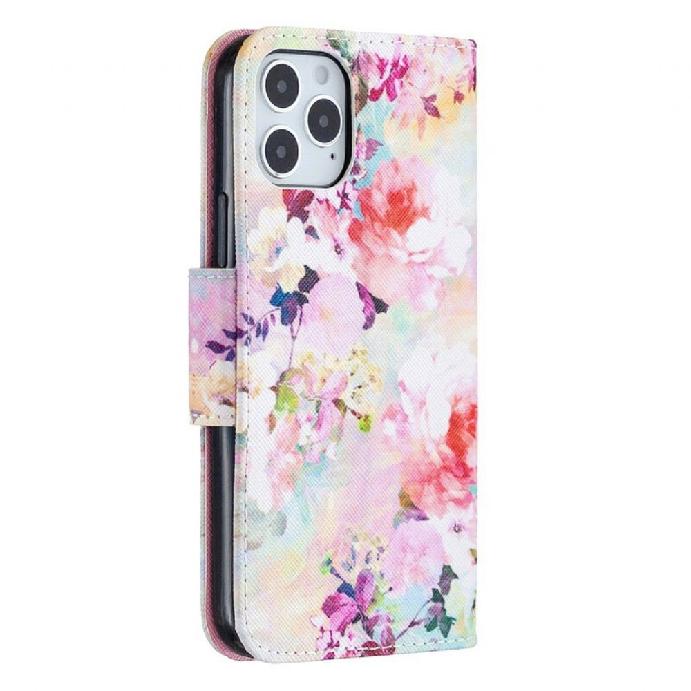 Flipové Pouzdro Na iPhone 12 / 12 Pro Na Lana Ohromující Květiny Na Popruhu
