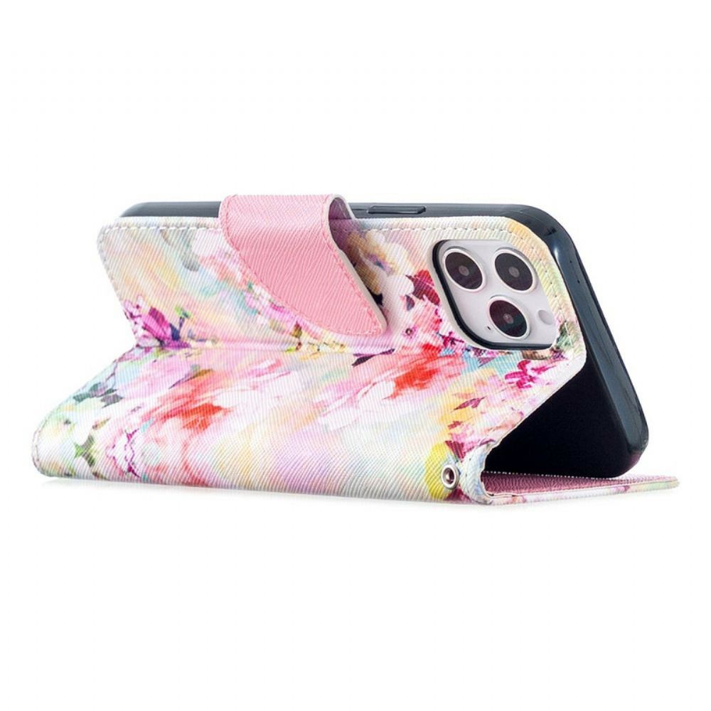 Flipové Pouzdro Na iPhone 12 / 12 Pro Na Lana Ohromující Květiny Na Popruhu