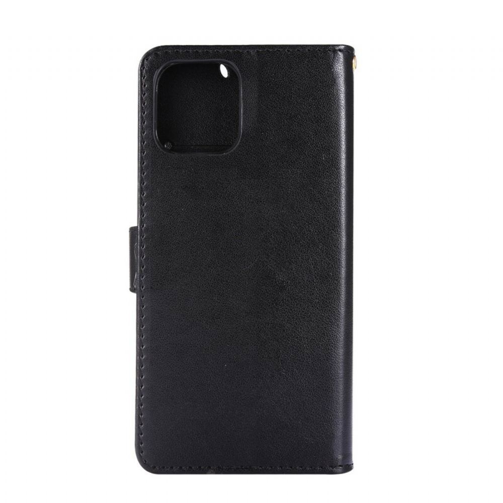 Flipové Pouzdro Na iPhone 12 / 12 Pro Šňůrka Pro Motýly A Květiny