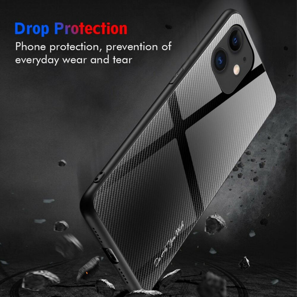 Kryt Na iPhone 12 / 12 Pro Klasické Tvrzené Sklo Z Uhlíkových Vláken