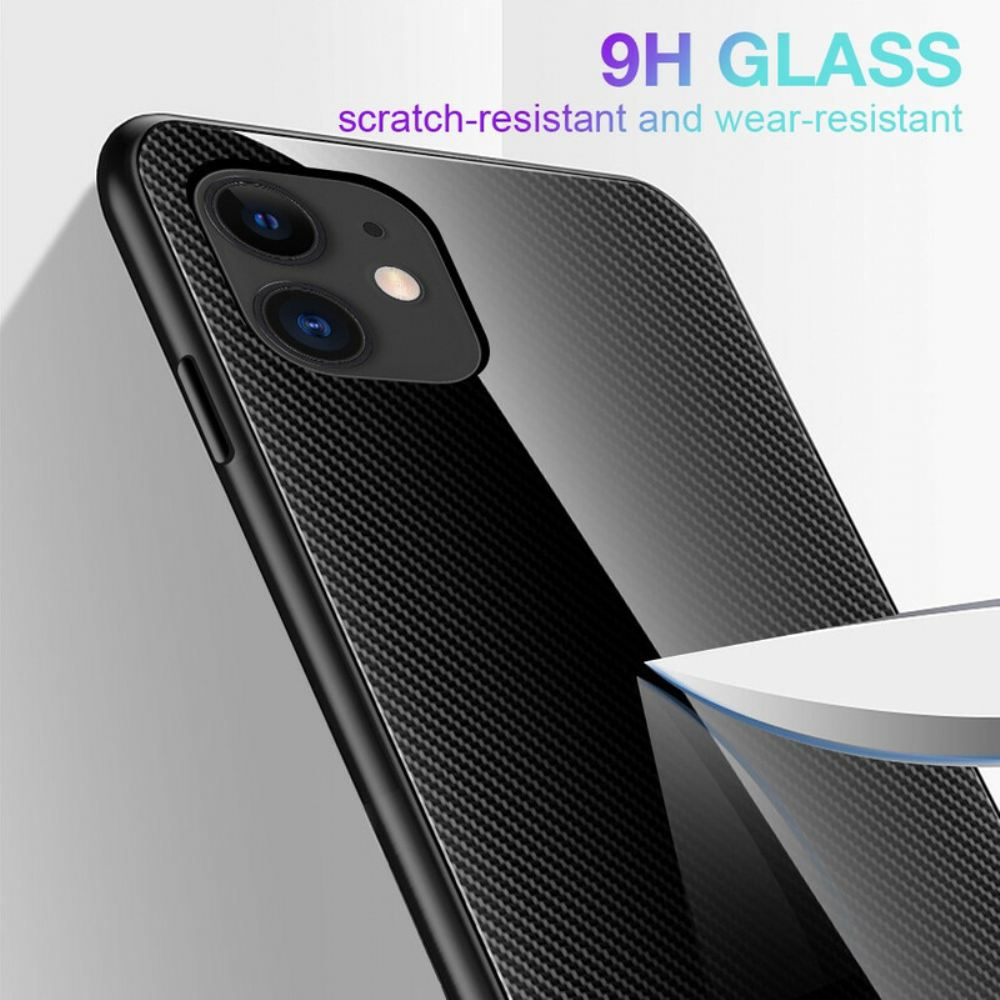 Kryt Na iPhone 12 / 12 Pro Klasické Tvrzené Sklo Z Uhlíkových Vláken