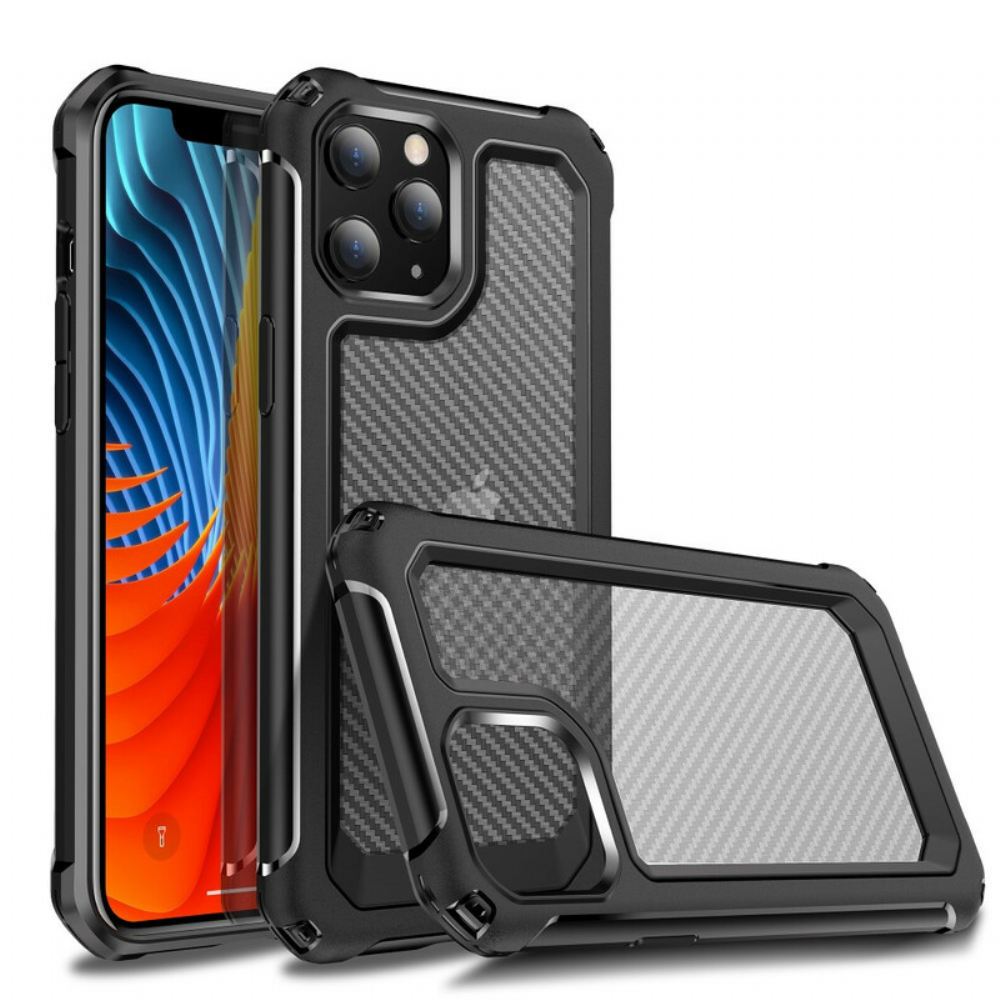 Kryt Na iPhone 12 / 12 Pro Transparentní Textura Uhlíkových Vláken