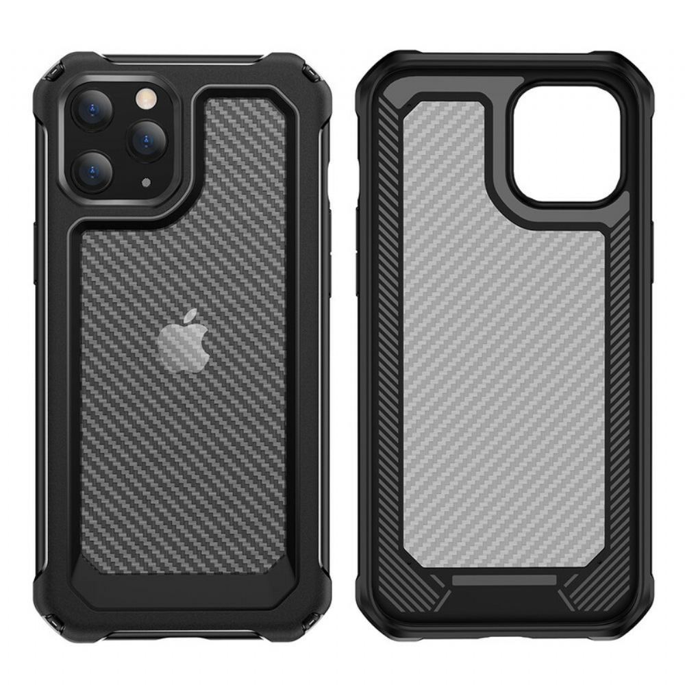 Kryt Na iPhone 12 / 12 Pro Transparentní Textura Uhlíkových Vláken