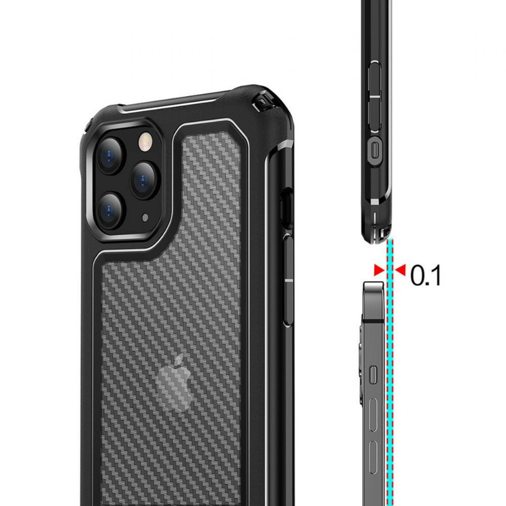 Kryt Na iPhone 12 / 12 Pro Transparentní Textura Uhlíkových Vláken