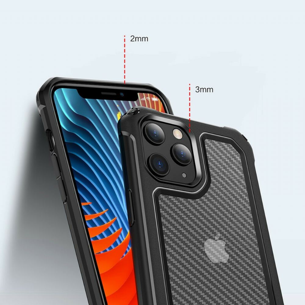 Kryt Na iPhone 12 / 12 Pro Transparentní Textura Uhlíkových Vláken