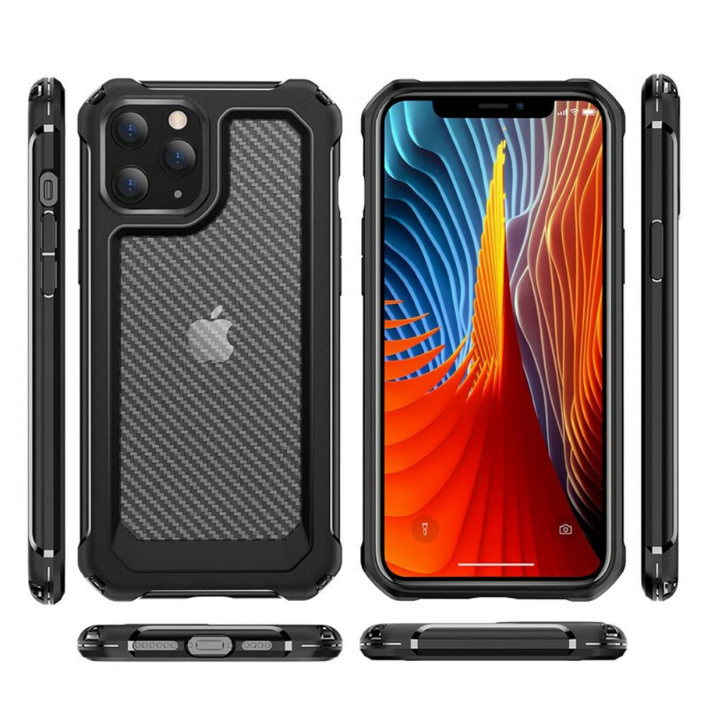 Kryt Na iPhone 12 / 12 Pro Transparentní Textura Uhlíkových Vláken