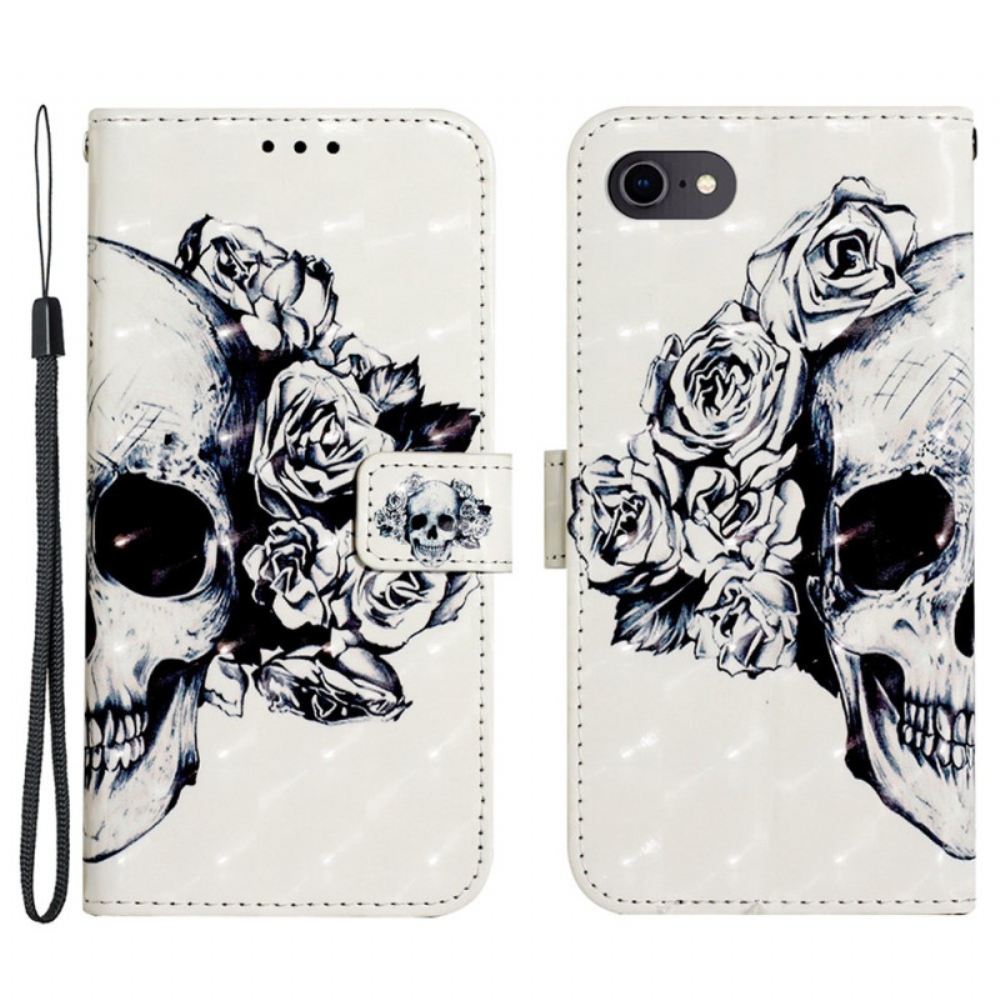 Flipové Pouzdro Na iPhone SE 3 / SE 2 / 8 / 7 Květinová Lebka