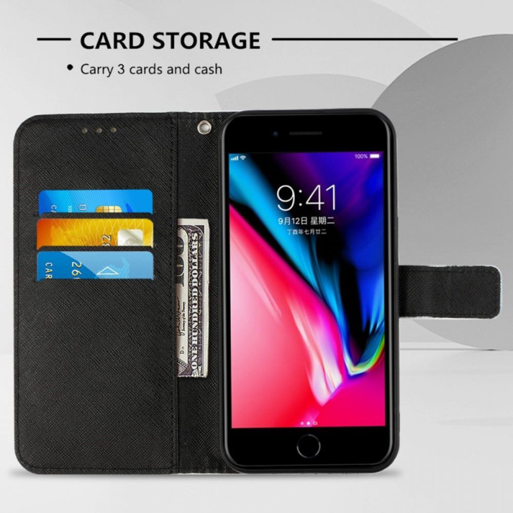 Flipové Pouzdro Na iPhone SE 3 / SE 2 / 8 / 7 Květinová Lebka