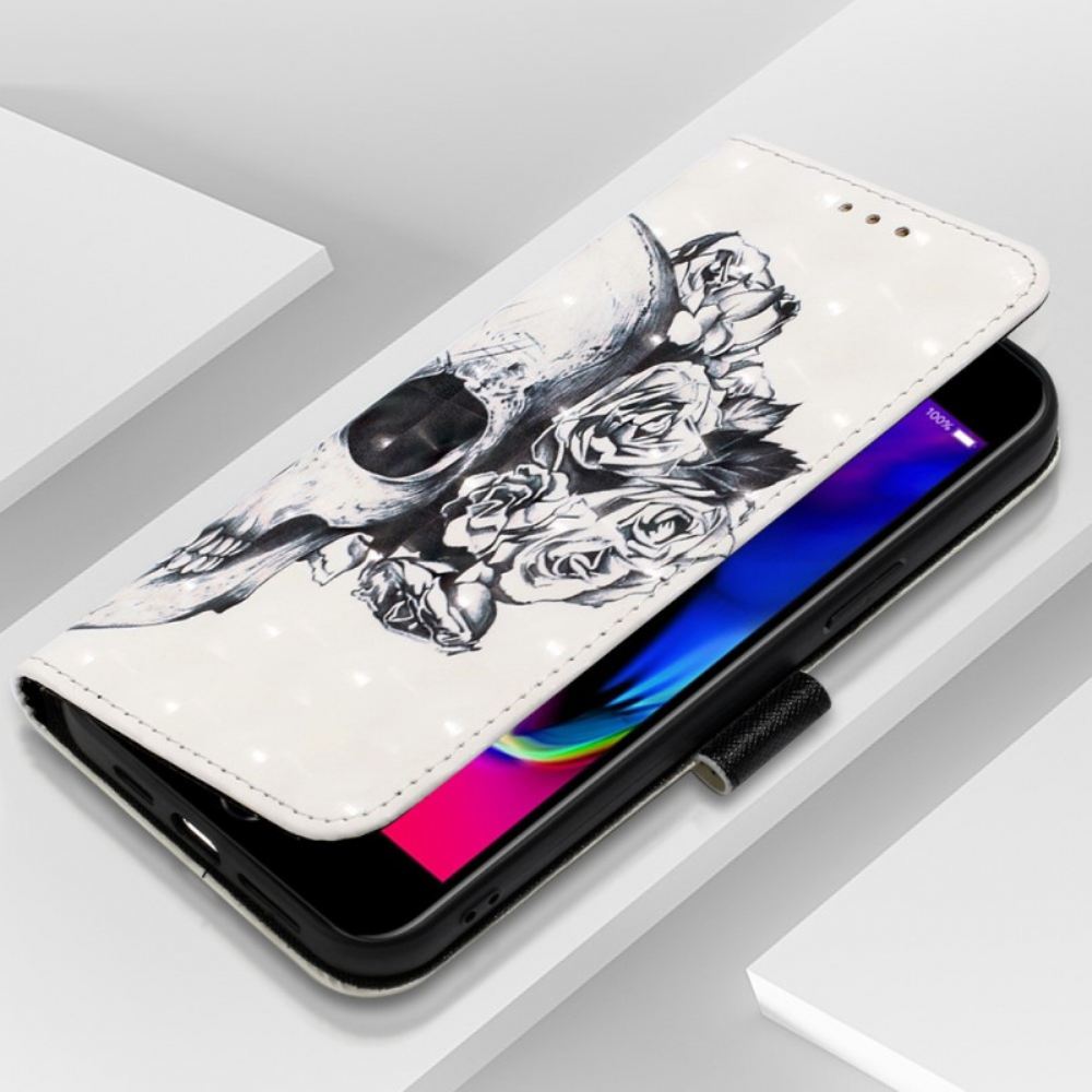 Flipové Pouzdro Na iPhone SE 3 / SE 2 / 8 / 7 Květinová Lebka