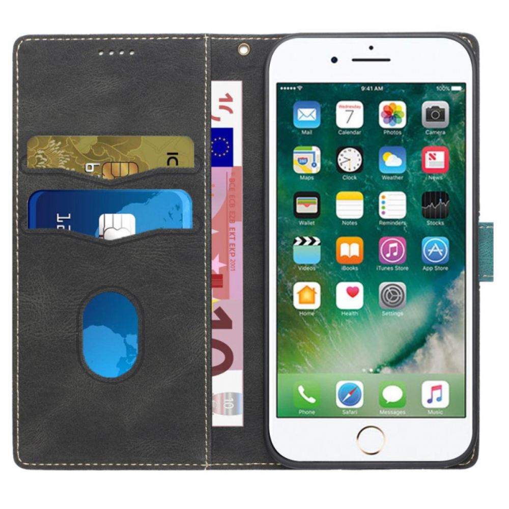 Kožené Pouzdro Na iPhone SE 3 / SE 2 / 8 / 7 Dvoubarevná Oboustranná Spona