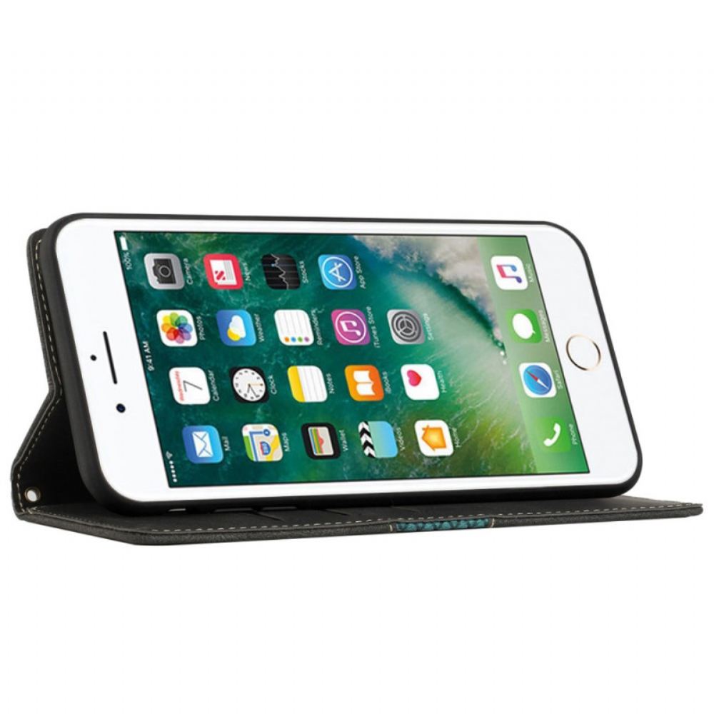Kožené Pouzdro Na iPhone SE 3 / SE 2 / 8 / 7 Dvoubarevná Oboustranná Spona